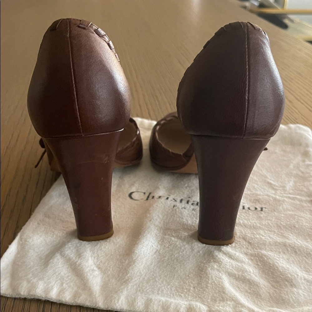 DiorVintage Brown Leather Heels for Women US size 9 - Picture 3 of 8